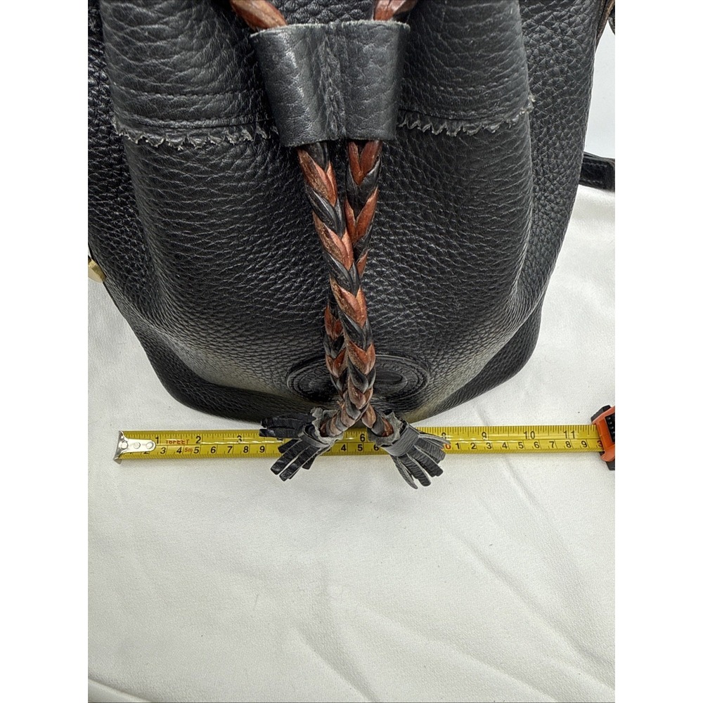 Dooney & Bourke All Weather Leather Drawstring Bucket Bag Black Vintage Made US - Picture 11 of 12